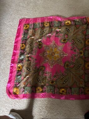 Bright Pink Floral Paisley Scarf